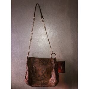 Chi Designed by Falchi Black Brown Faux snake Leather Shoulder Bag / Purse